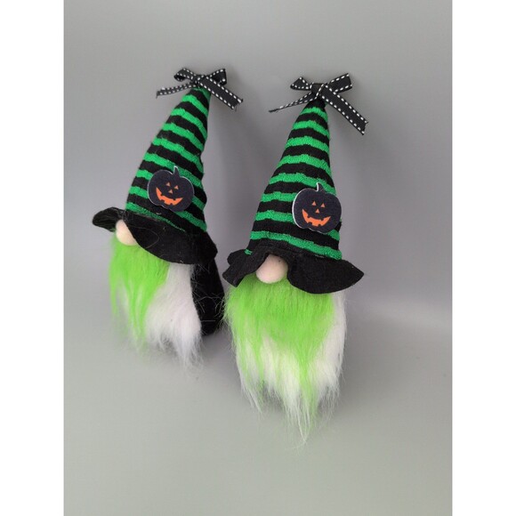 2 Black and green Halloween gnome standing‎ decor - Picture 2 of 4